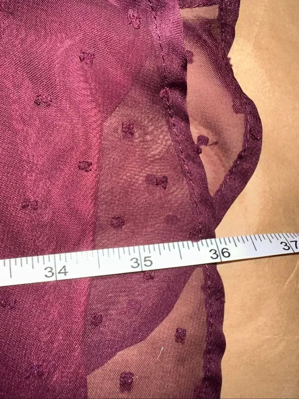 ModCloth Size 6 Apogee of Elegance Swiss Dot Tie Neck Fit & Flare Plum Dress